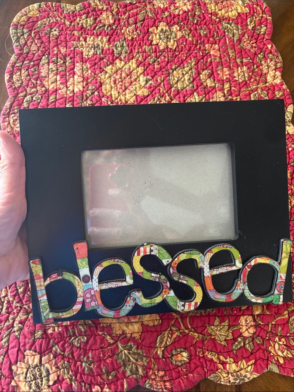 Blessed Decorative Wall Photo Frame in Black with Multicolor Accent